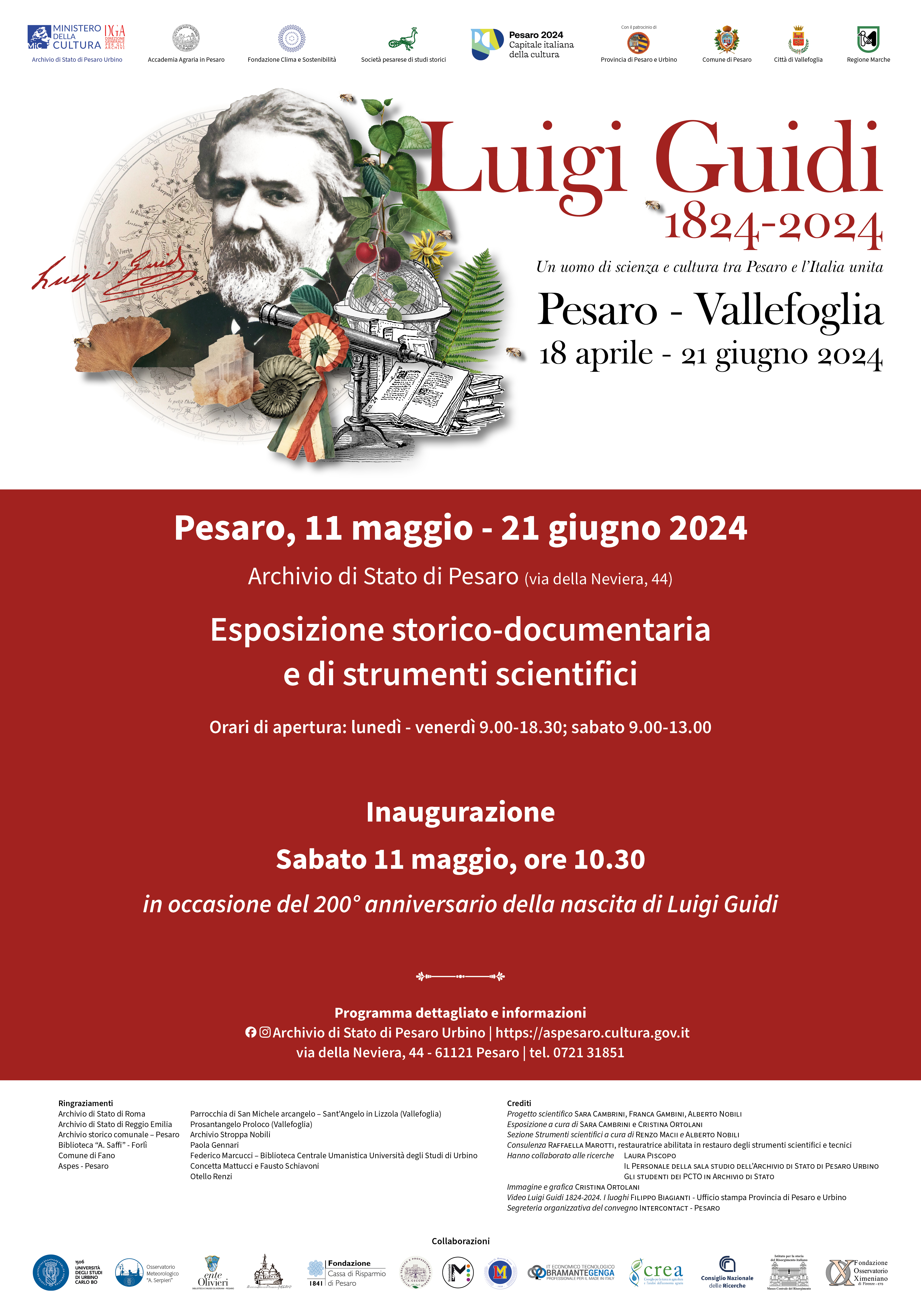 Luigi Guidi 1824-2024. Un uomo di scienza e cultura tra Pesaro e l’Italia unita. Pesaro, Archivio di Stato, 11 maggio – 21 giugno 2024